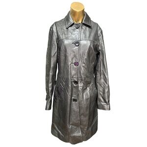 Danier Black Soft 100%Leather Trench Coat